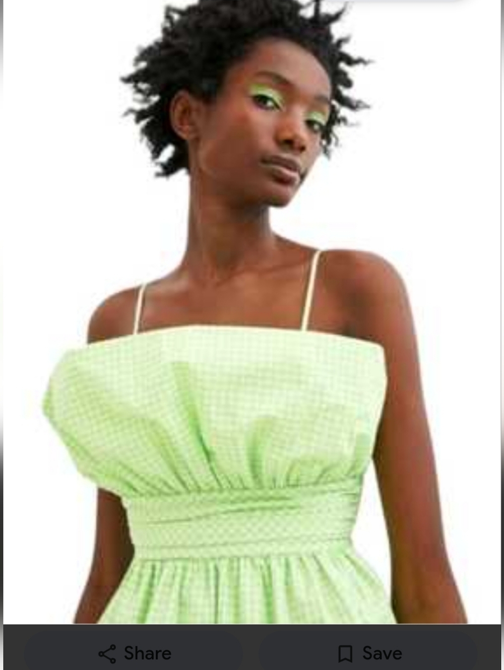 Nwot Zara Green Gingham Smocked Peplum Camisole Top Size S